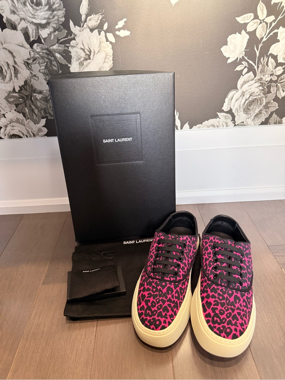 Saint Laurent Pink Leopard Sneakers